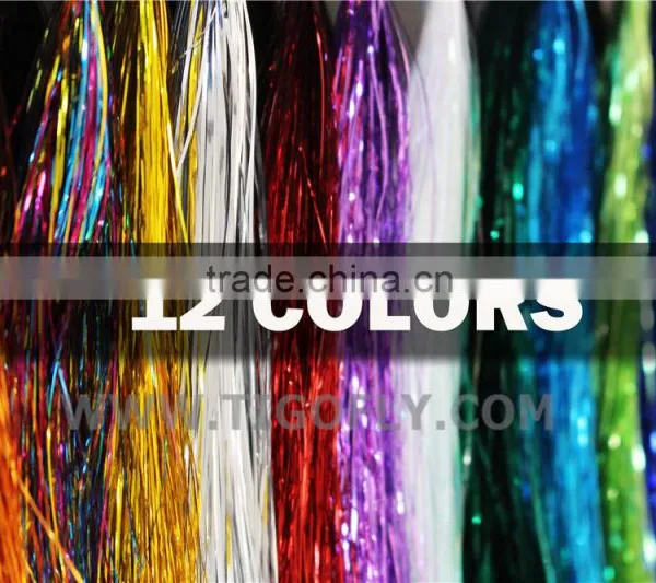 12 Assorted Colors Holographic Flashabou Mylar Tinsel Flash Fly Tying Material 1/69" Wide