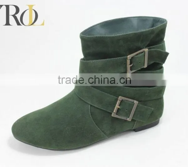 2016 PU Suede Boot Lady Ankle Boot Cemented Boot With Buckle