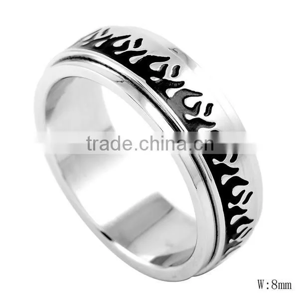 SRR8036 Wholesale Fashion Jewelry Wild Fire Enamel Rotating Ring Gear Ring Personalized Stainless Steel Ring