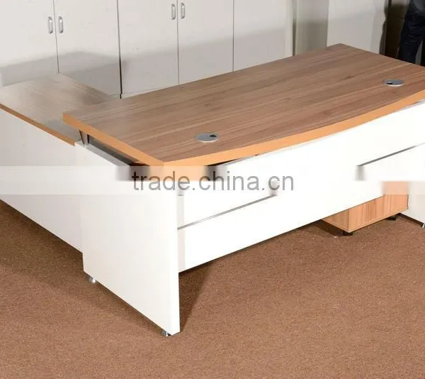 HC-M007 White L Shape Luxury Wooden Office Desk With Drawers