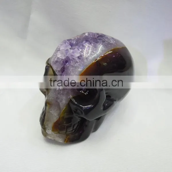 Small Size Carved Natural Amethyst Quartz Skulls With Geode All by Handmade Good for Art Collection photo-2