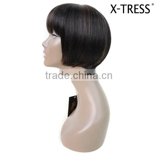 Straight High Tempreture Fibre Machine Made 92g Wholesale Cheap Fashion Style Short Synthetic Wig photo-3