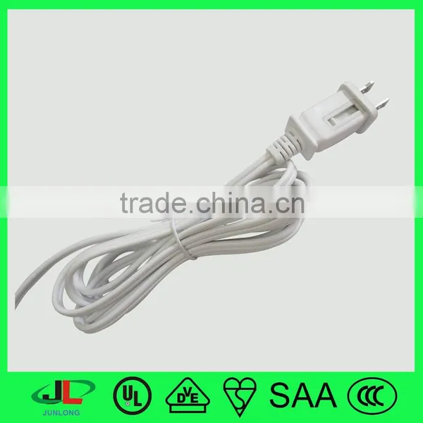 2 Pin Electric Plug UL USA White Plug Extension Cord With Fuse photo-2