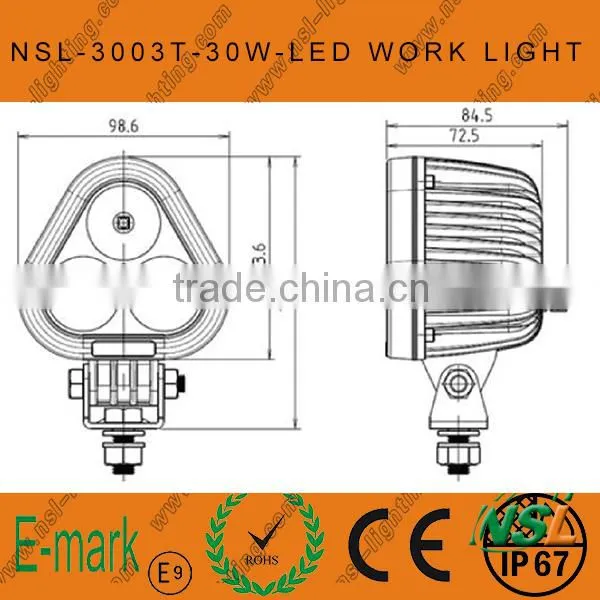 30W Triangle Led Work Light , 12v Led Work Light ,Creee Led Work Light for Farming Agricutlural Vehicles Working Light Offroad photo-5