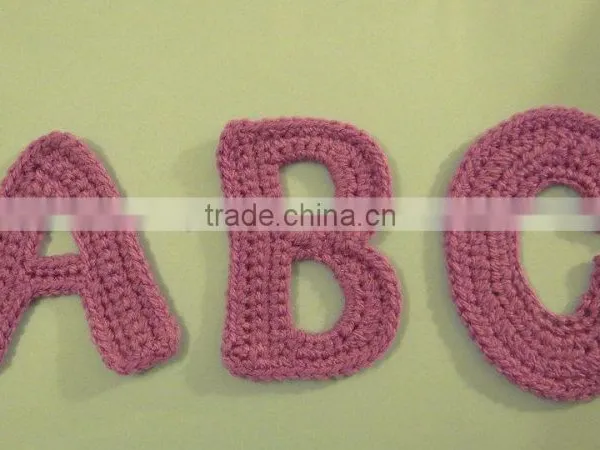 Hand crocheted letters ABC in violet- applique, embellishment, craft