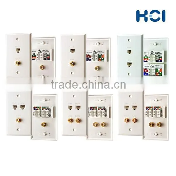 US Type 2 Port TV and RJ45 8P6C Voice Faceplate photo-3