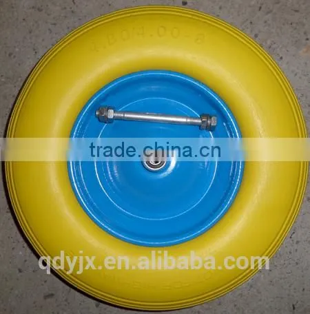 Manufacturer Supply PU Foam Wheel For Wheelbarrow/4.00-8 Flat Free Wheel Uesd for Trolley/hand Truck photo-5
