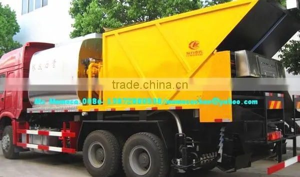 Howo 6x4 Asphalt Gravel Chip Sealer,asphalt Synchronous Chip Sealer 8000L Bitumen and 120000L Stone photo-6