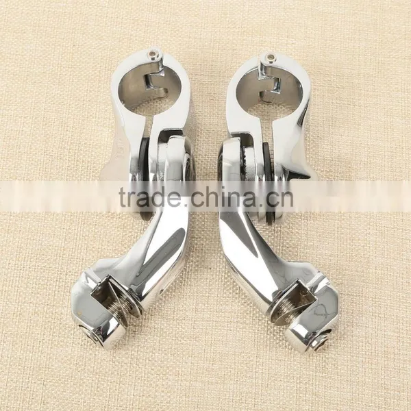 Universal 32mm 1.25" Chrome Short Angled Adjustable Highway Peg Mount Kit photo-5