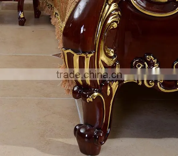 European Royal Brown Wooden Hand Carved Bed With Leather Headboard(MOQ=1 SET) photo-4