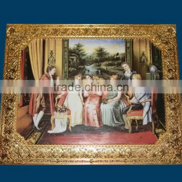 European Luxury Gold Plated Copper and Ceramic Art Painting, Wall Decorated Painting photo-6