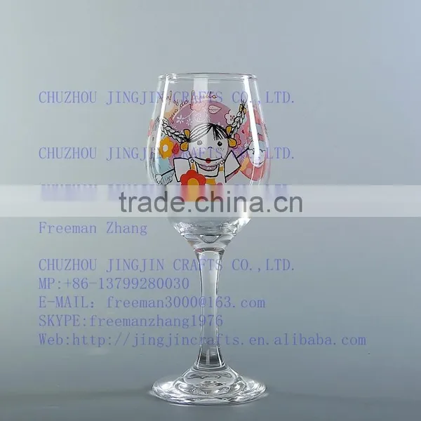 Wedding Gift Frosted Decal Glass Goblet Coloured Long-stem Wine Glass photo-3