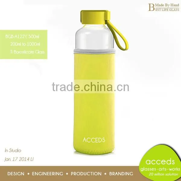 Silicon Sleeve Portable 500Ml Juice Glass Bottle photo-3