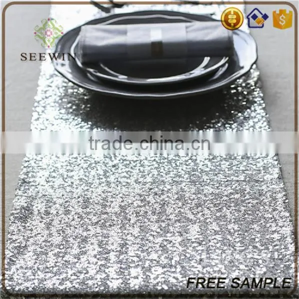 New Trendy Bold Sequin Silver Table Runner for Decoration photo-2