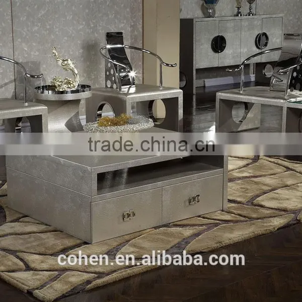 2016 Modern Design Removable Stylish New Center Table Coffee Table Covered by PU for Stainless Steel Furniture photo-2