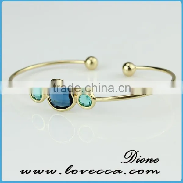 Women Expandable Brass Bangle Adjustable Birth Stone Bracelet photo-2