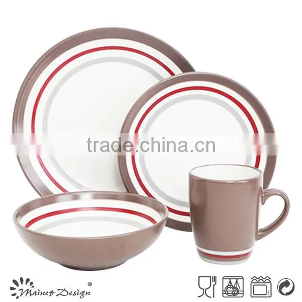 16pcs for 4person Solid Color With Circle Grace Designs Ceramic Dinnerware Set photo-3