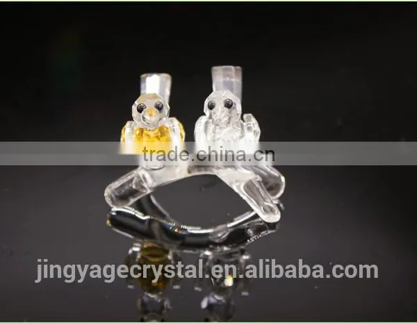 Wholesale Double Crystal Birds With a Trunk as Customized Crystal Gifts/crystal Wedding Table Gift for Guests