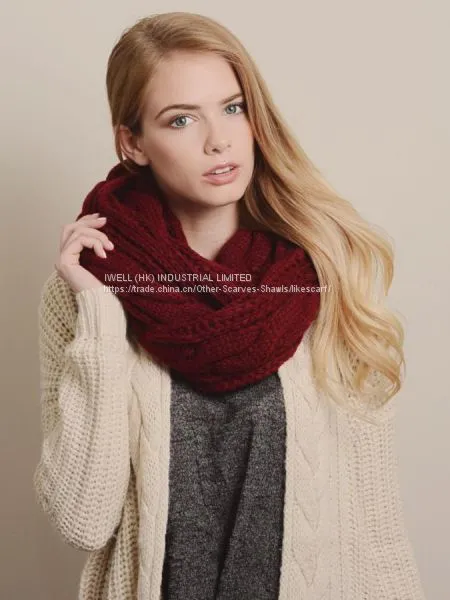 Single Color Women Winter Knitted Infinity Circle Loop Scarf Wholesale photo-3