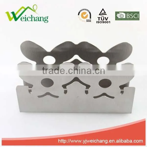 WCA162 Modern Stainless Steel Cut-Out Cutlery Design Refillable Tabletop Paper Napkin Holder photo-2