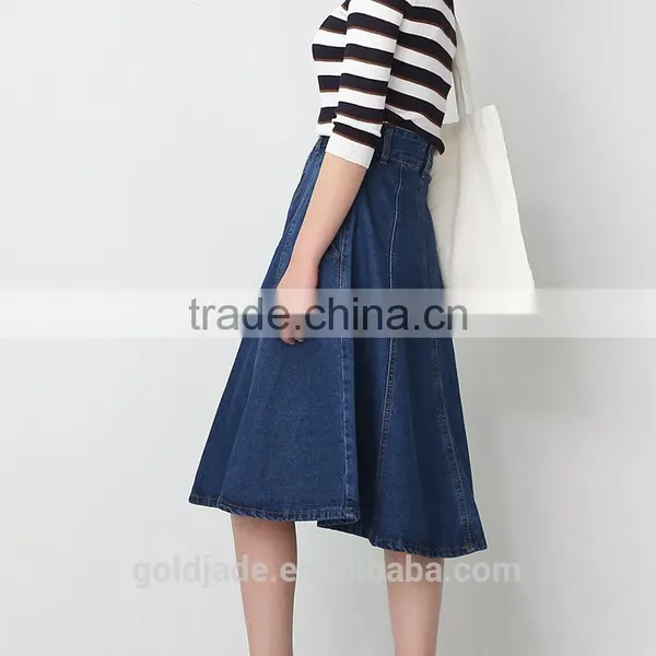 Wholesale Custom Long Denim Skirts Blue Jean Skirts for Women photo-3