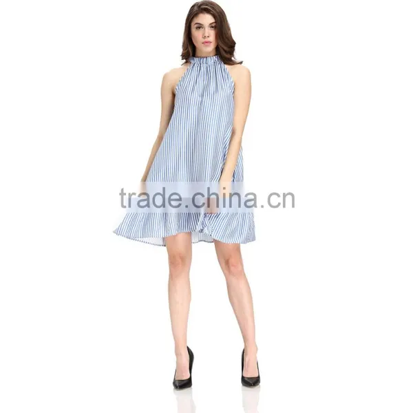 Domin Fashion Latest Blue Printing Silk Dress photo-3