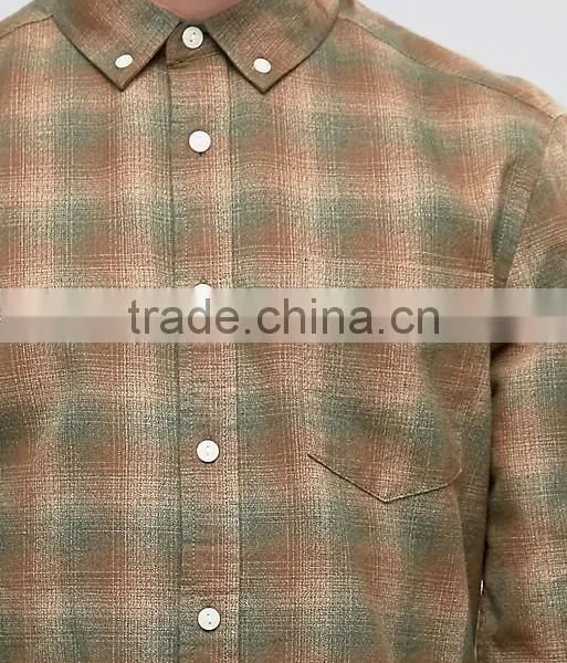 Plus Size Long Sleeve Button Down Collar Mens Pre-Shrunk 100% Cotton Comfortable Casual Khaki Check Printing Shirts photo-3