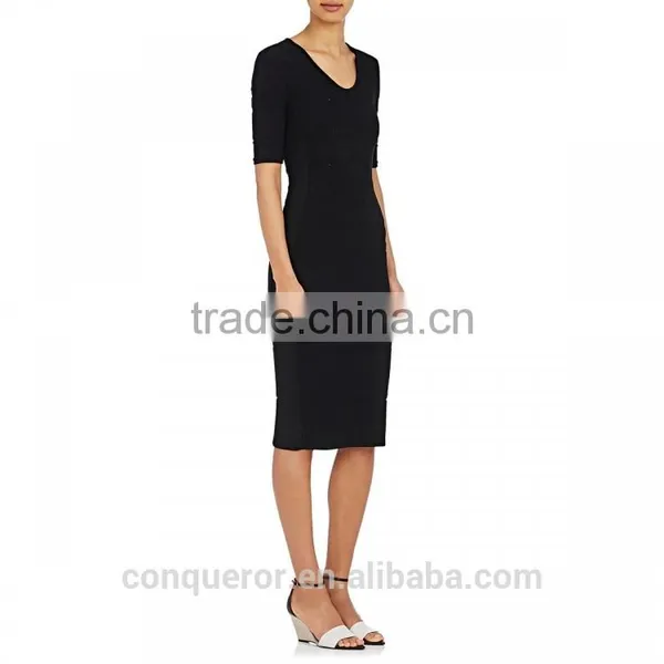 Tailor Made V-neck Elbow-length Sleeves Ladies Formal Dress photo-2