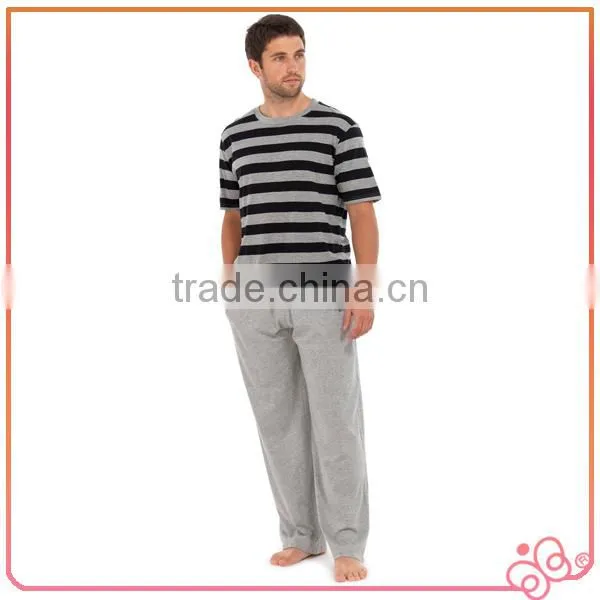 Summer 100%cotton Stripe Jersey Sleepwear for Men photo-3