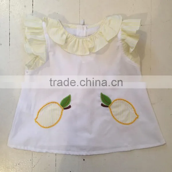 New Design Wholesale Kids Clothing High Quality Baby Lemon Embroider Clothes Suit for Baby Girls Clothes Set photo-2
