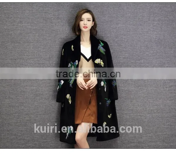 2016 Wool Fur Coat Medium-long Women's Slim Sheep Shearing Overcoat Fur Sheep Skin Coat photo-4