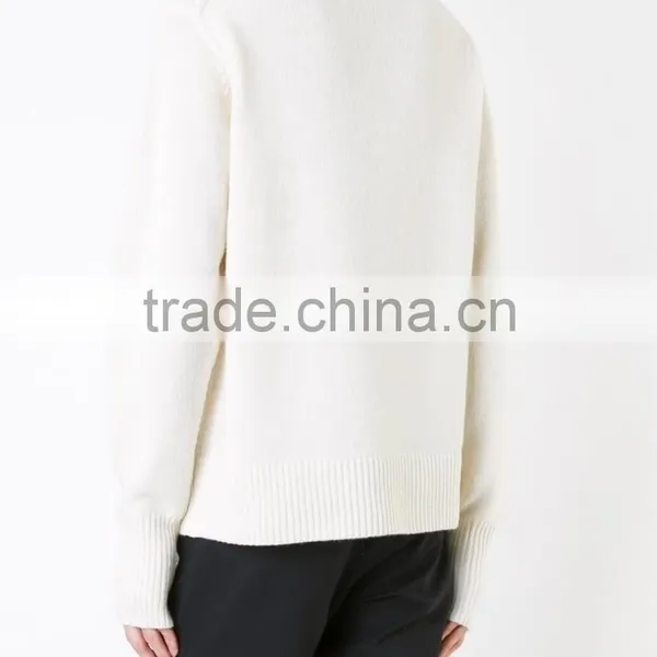 Wholesale Custom Winter/Autumn Cream High Neck Men Woolen Sweater Design photo-3