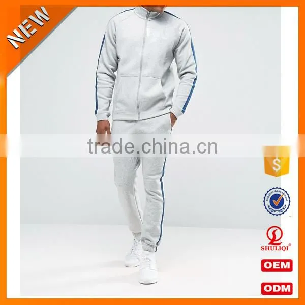 High Quality Sportswear Men All Cotton Tracksuit Wholesale / Grey and Black Men Tracksuit Custom With Hot Market H-2151