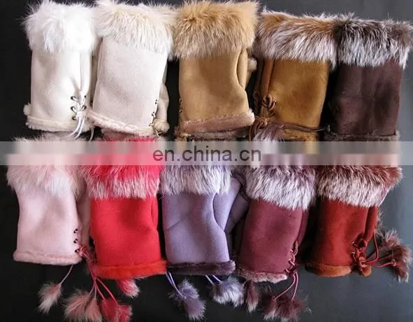 Colorful Fingerless Gloves With Real Rabbit Fur photo-4