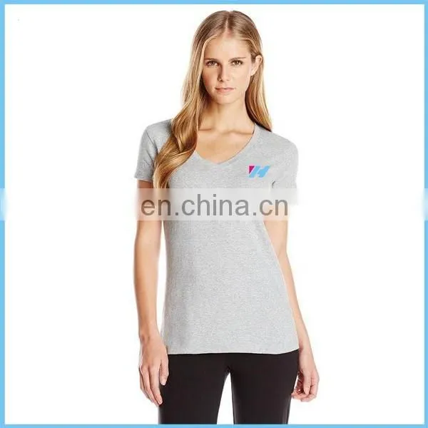 Trade Assurance Yihao Fashion Short Sleeve Basic V-neck Tee T-shirt Printing photo-3