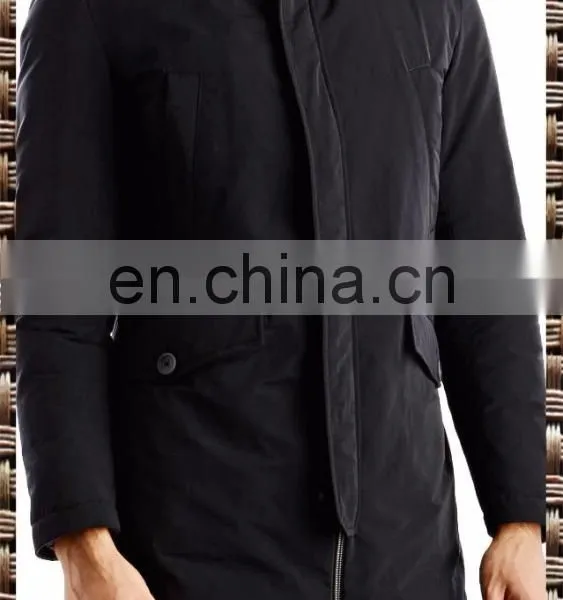 Long Reversible Black Single Breast Down Jacket With Contrast Grey Reverse for Men