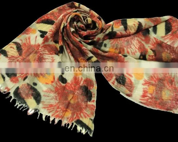 AZO FREE & COLOR FAST 100% MERINO WOOL PRINTED JACQUARD SCARF FOR RETAIL / WHOLESALE / PROMOTION photo-4
