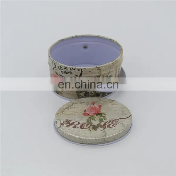 New Style Empty Cute Small Flat Round Cookie Tin Box Can With Handle photo-4