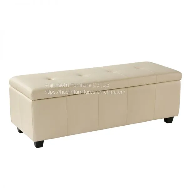 Leather Ottoman Bench With Storage for Living Room Furniture-HL-6022-1