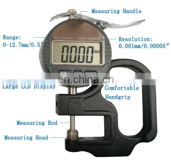 Liyi High Accuracy 0-12.7mm Digital Thickness Gauge Meter Measurement For Glass Paper Film Plate photo-3
