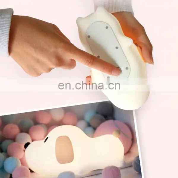 Sensor Touch Muti-colors Changing Rechargeable Kids'Silicone Puppy Beside Night Light Lamp photo-4