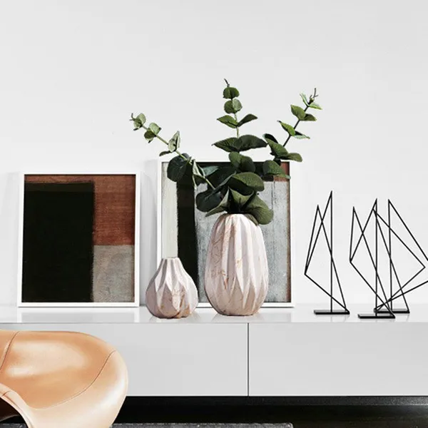Irregular Marble Nordic Creative Large Ceramic Vase For Showroom Living Room Decoration photo-4