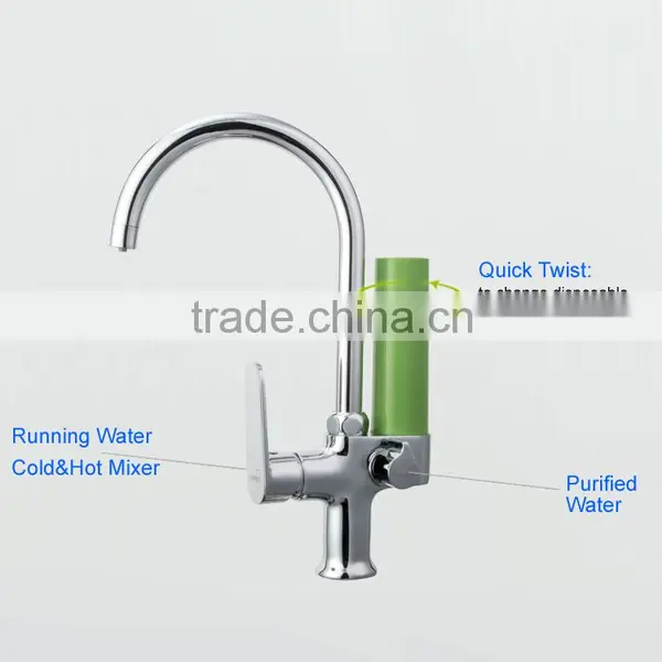 High Pure Copper Faucet Tap Hot/Cold Water and Water Filter 3 in 1 Disposable Cartridge and Activated Carbon HFM photo-4