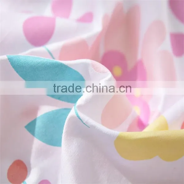 Colorful Flower Printed Cotton Children Bed Sheet Set Eco-friendly Bedding Set Pink and White Kids Duvet Cover Set photo-4