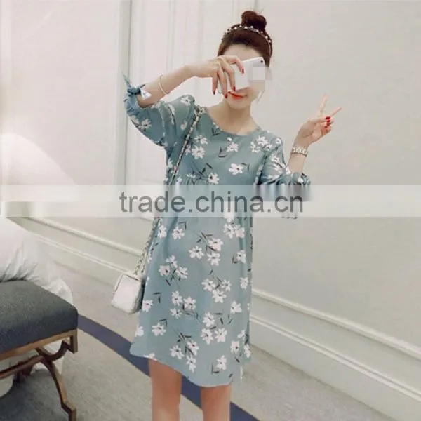 C23190B Woman Fashion Dress Flower Dress Maternity Printed Dress Maternity Clothing photo-2