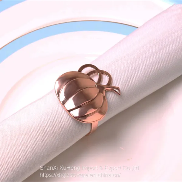 Customized Halloween Table Accessories Bronze Pumpkin Napkin Ring photo-2