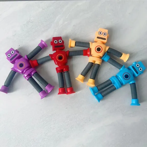 Luminous Robot Telescopic Tube Children's Educational Stretch Cartoon Sucker Parent-child Interaction Creative Decompression Toy. photo-5