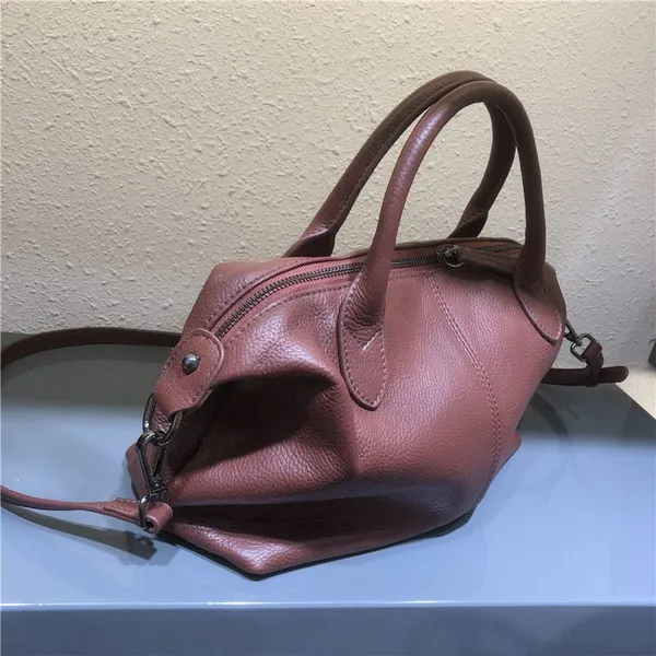 High Quality Top Grain Genuine Leather Women's Handbag Shoulder Messenger Bag Purse Red Black Blue Purple Chocolate Khaki Yellow photo-3