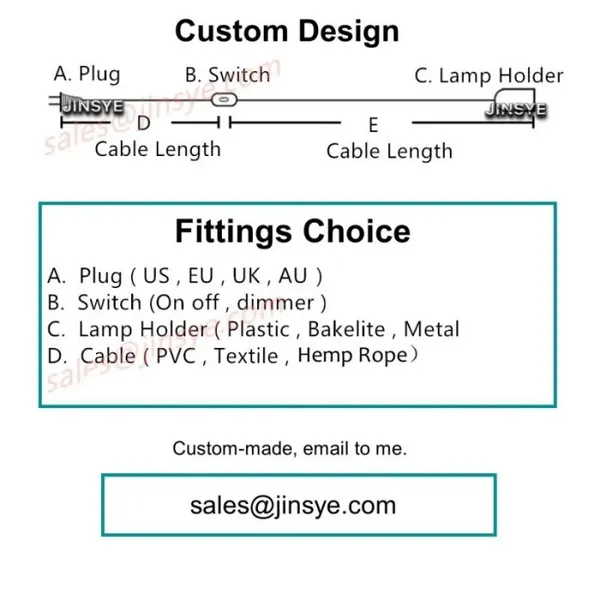 UL E26 Lampholder On Off Switch Lamp Cable Black Golden Mint Lamp Cord Power Cords US Power Cable photo-3