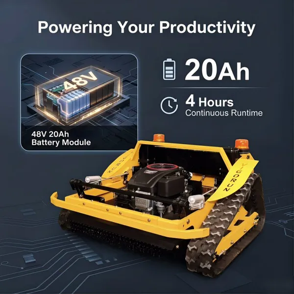 Vigorun VTLM800 Intelligent Remote Control Track Mower 452cc Adjustable Height With Sharp Blades for Ecological Park